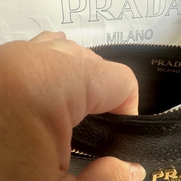 Prada Black Leather Pouch with Gold Zipper - Picture 8 of 8